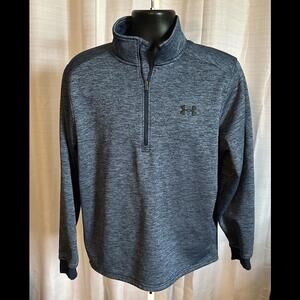 Under Armour Fleece Pullover Men Large Blue 1/2 Zip Long Sleeve Polyester